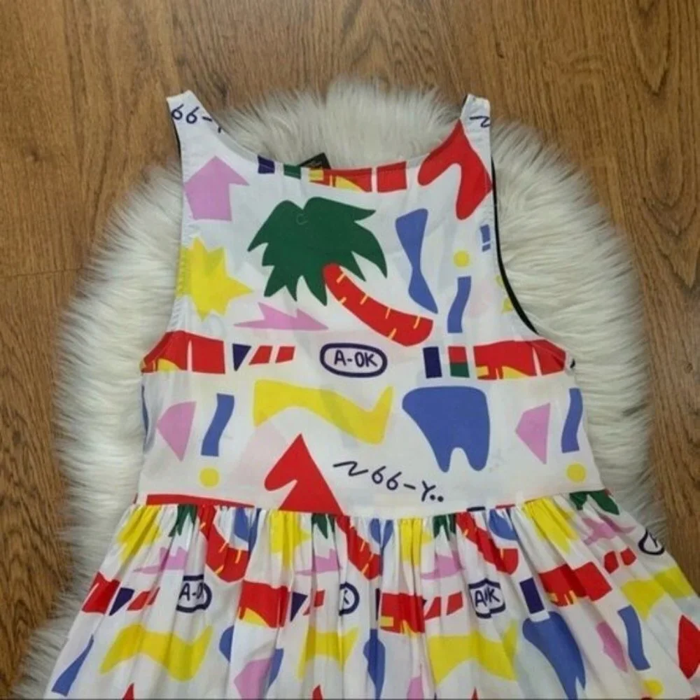 Nooworks A OK Naomi Sleeveless Unlined Colorful pleated hidden Pockets dress XS